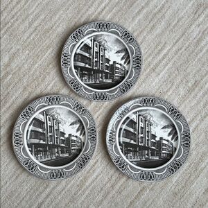 Set Of 3 Slice of Life Art Deco South Beach Kent Barton 222 Fifth Salad Plates